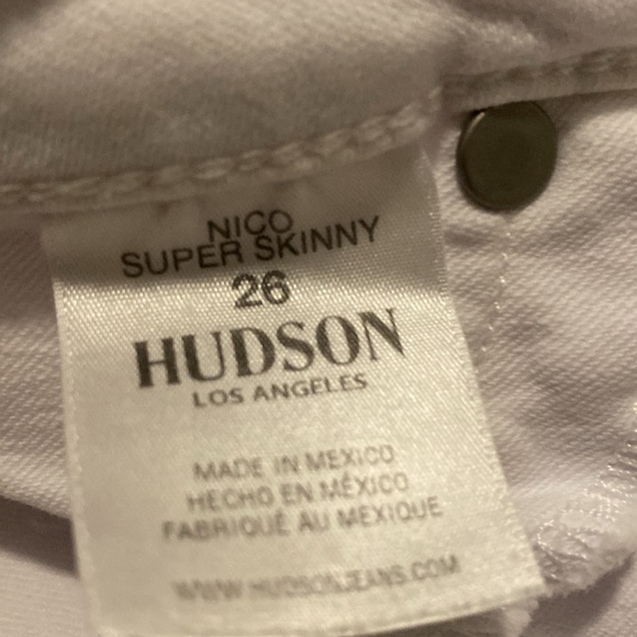 Hudson Nico Super Skinny White Jeans. Sz 26. EUC - Picture 4 of 4